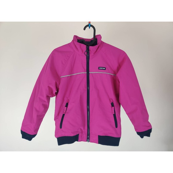 (V) Lands' End kids girl jacket winter puffy warm winter fuchsia sz S (8) - Picture 3 of 12